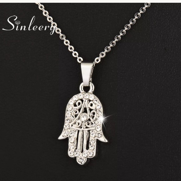Jewelry - Hamsa Hand Rhinestone pendant necklace